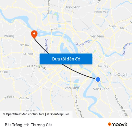 Bát Tràng to Thượng Cát map