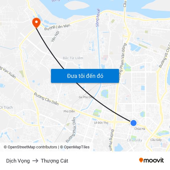 Dịch Vọng to Thượng Cát map