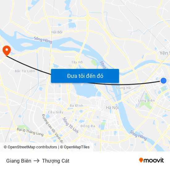 Giang Biên to Thượng Cát map