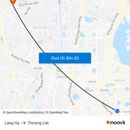 Láng Hạ to Thượng Cát map