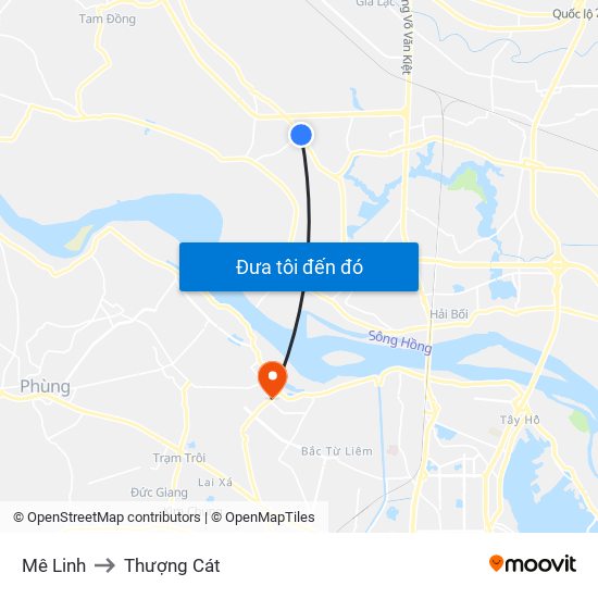 Mê Linh to Thượng Cát map