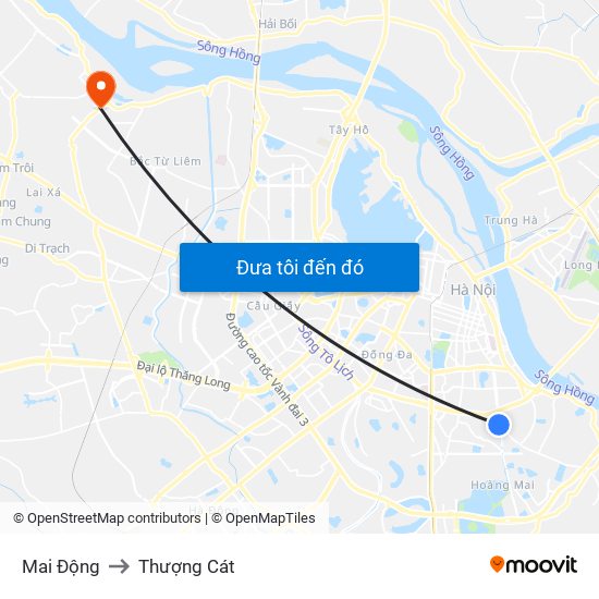 Mai Động to Thượng Cát map