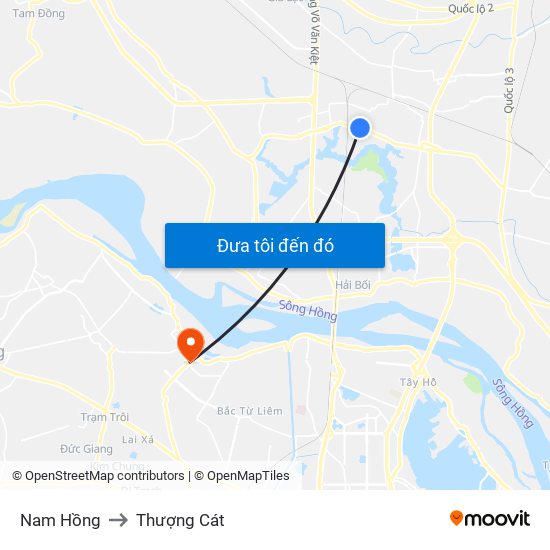 Nam Hồng to Thượng Cát map