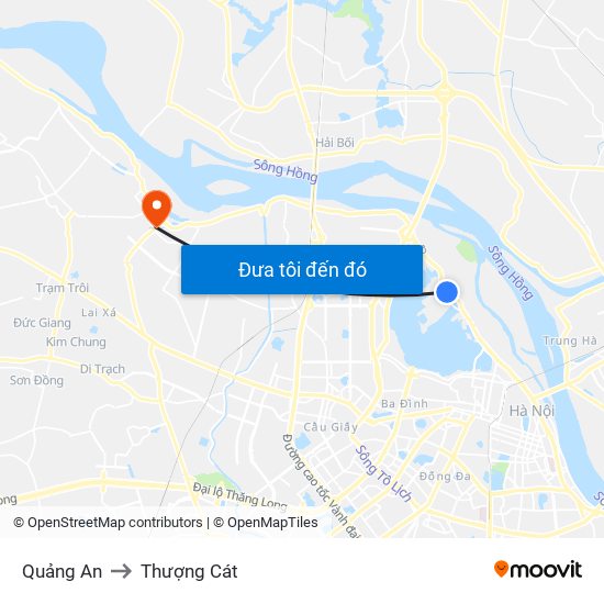 Quảng An to Thượng Cát map