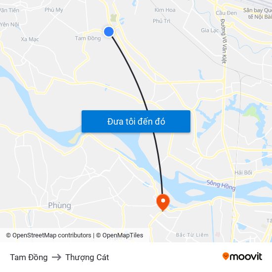 Tam Đồng to Thượng Cát map