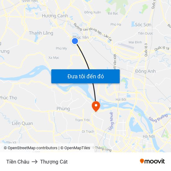 Tiền Châu to Thượng Cát map