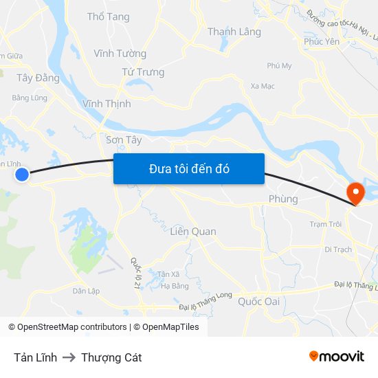 Tản Lĩnh to Thượng Cát map