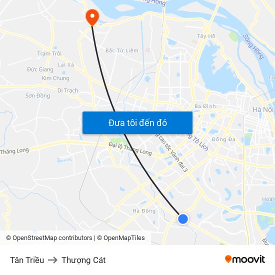 Tân Triều to Thượng Cát map