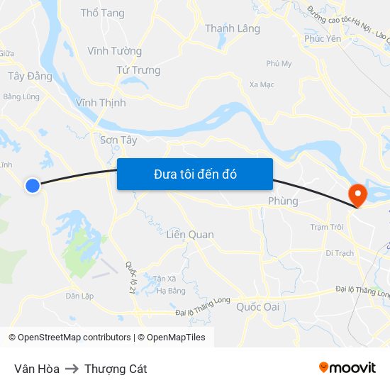 Vân Hòa to Thượng Cát map