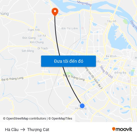 Hà Cầu to Thượng Cát map