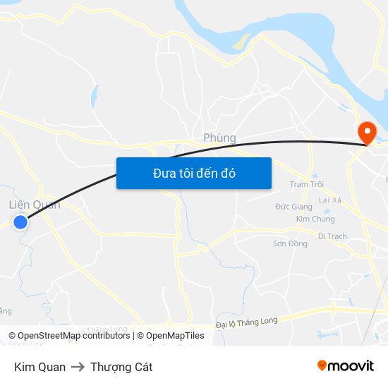Kim Quan to Thượng Cát map