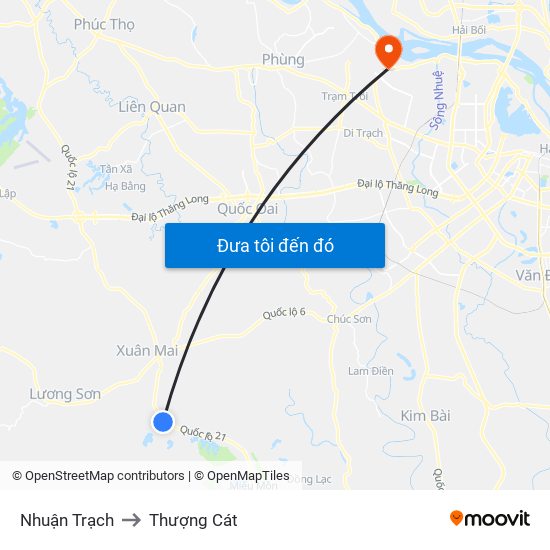 Nhuận Trạch to Thượng Cát map