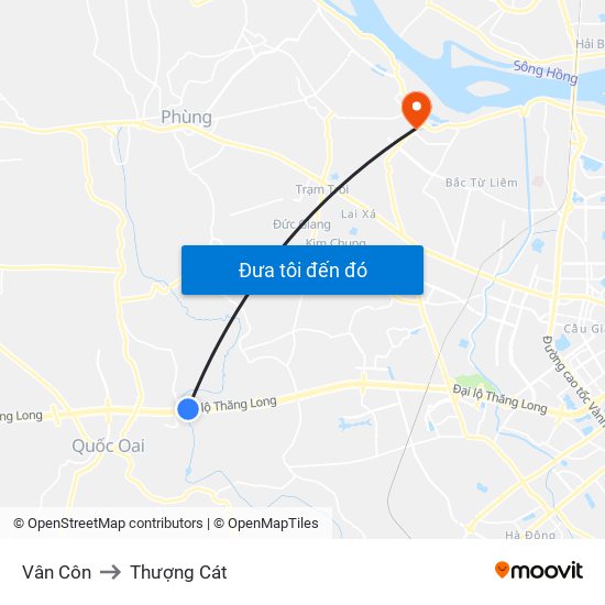 Vân Côn to Thượng Cát map