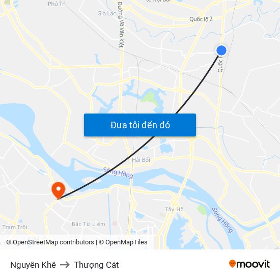 Nguyên Khê to Thượng Cát map