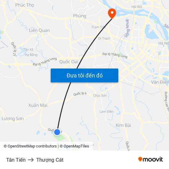 Tân Tiến to Thượng Cát map