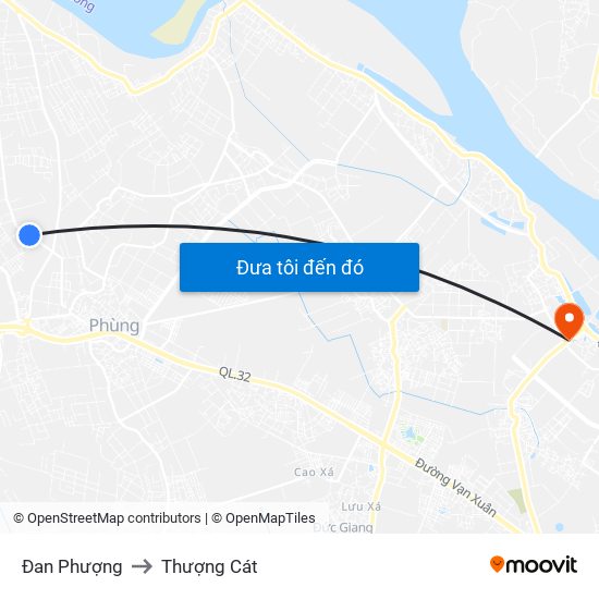 Đan Phượng to Thượng Cát map