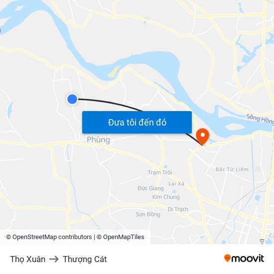Thọ Xuân to Thượng Cát map