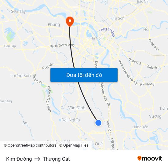 Kim Đường to Thượng Cát map