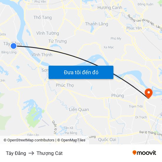 Tây Đằng to Thượng Cát map