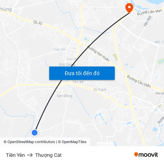 Tiền Yên to Thượng Cát map