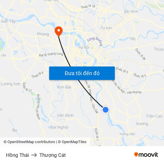 Hồng Thái to Thượng Cát map