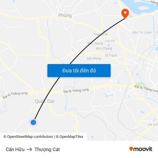 Cấn Hữu to Thượng Cát map