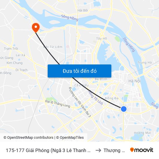 175-177 Giải Phóng (Ngã 3 Lê Thanh Nghị) to Thượng Cát map