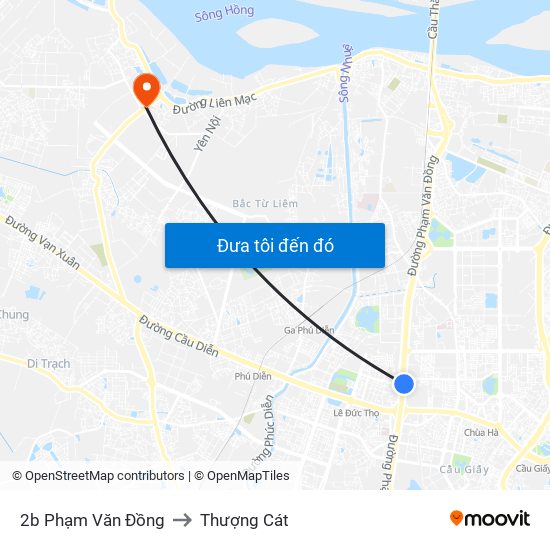 2b Phạm Văn Đồng to Thượng Cát map