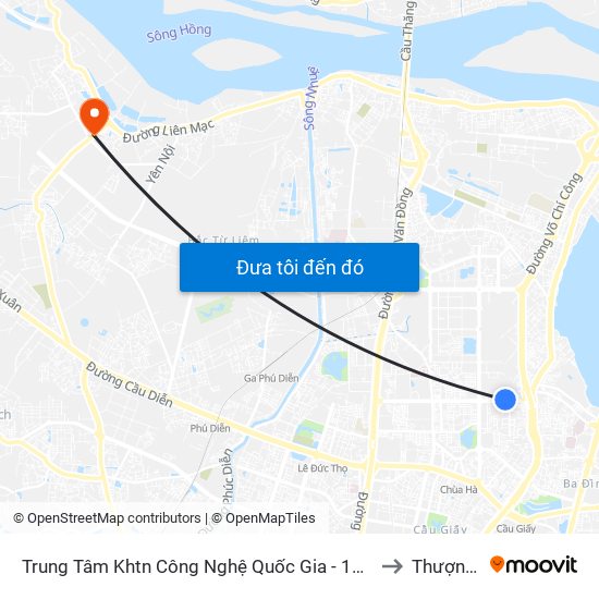 Trung Tâm Khtn Công Nghệ Quốc Gia - 18 Hoàng Quốc Việt to Thượng Cát map