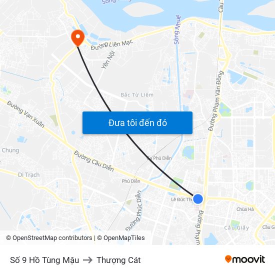 Số 9 Hồ Tùng Mậu to Thượng Cát map