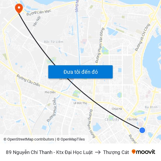 89 Nguyễn Chí Thanh - Ktx Đại Học Luật to Thượng Cát map