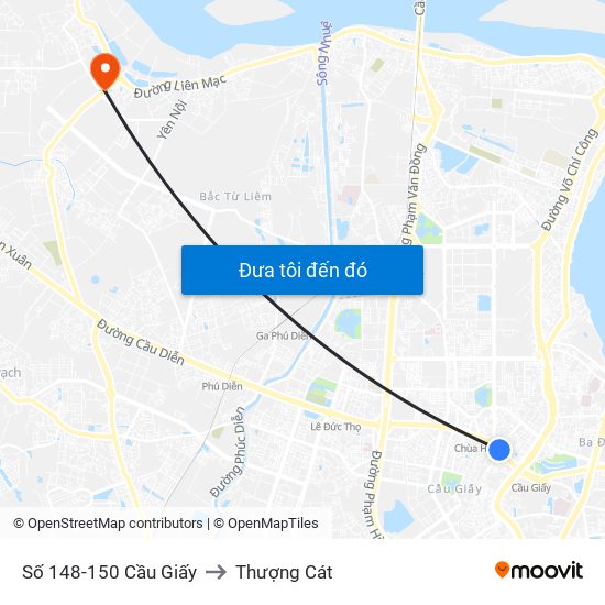 Số 148-150 Cầu Giấy to Thượng Cát map