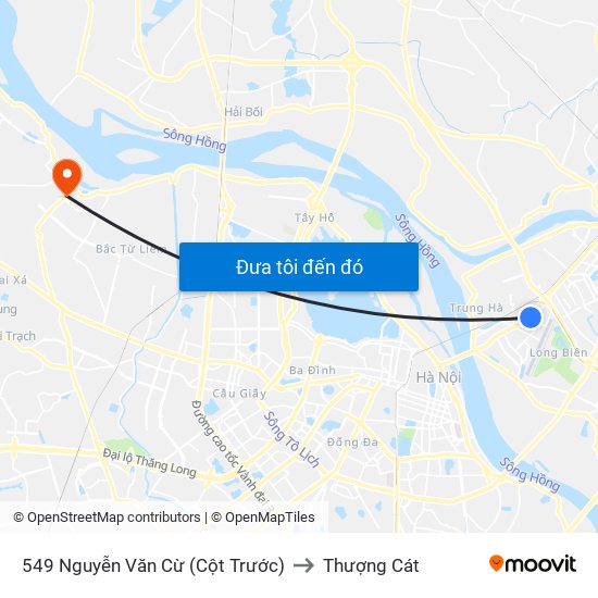 549 Nguyễn Văn Cừ (Cột Trước) to Thượng Cát map