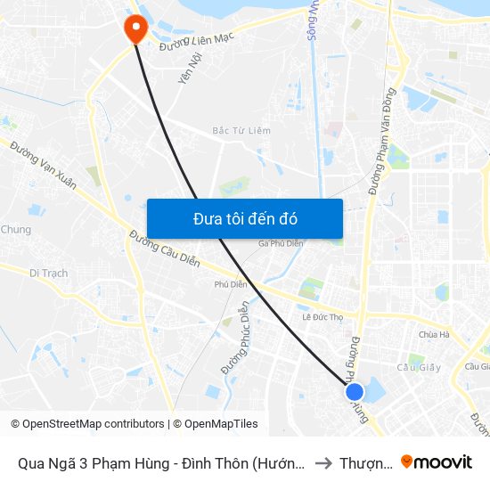 Qua Ngã 3 Phạm Hùng - Đình Thôn (Hướng Đi Phạm Văn Đồng) to Thượng Cát map