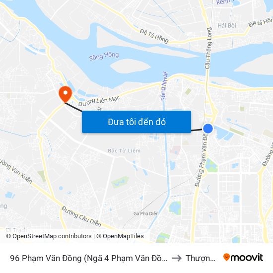 96 Phạm Văn Đồng (Ngã 4 Phạm Văn Đồng - Xuân Đỉnh) to Thượng Cát map