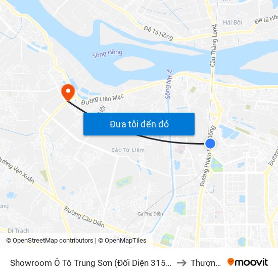 Showroom Ô Tô Trung Sơn (Đối Diện 315 Phạm Văn Đồng) to Thượng Cát map
