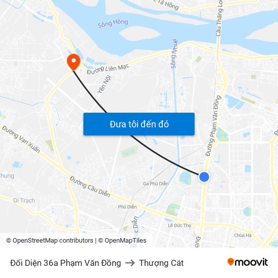 Đối Diện 36a Phạm Văn Đồng to Thượng Cát map