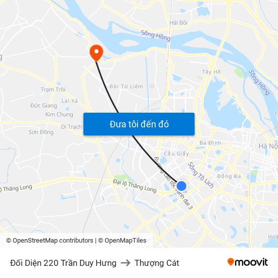 Đối Diện 220 Trần Duy Hưng to Thượng Cát map
