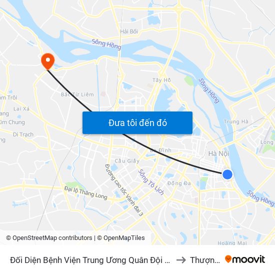 Đối Diện Bệnh Viện Trung Ương Quân Đội 108 - Trần Hưng Đạo to Thượng Cát map