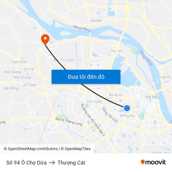 Số 94 Ô Chợ Dừa to Thượng Cát map