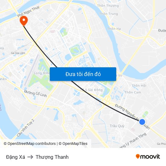 Đặng Xá to Thượng Thanh map