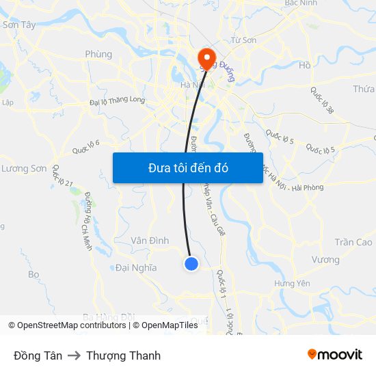 Đồng Tân to Thượng Thanh map
