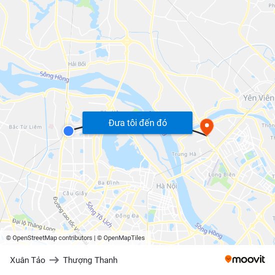 Xuân Tảo to Thượng Thanh map