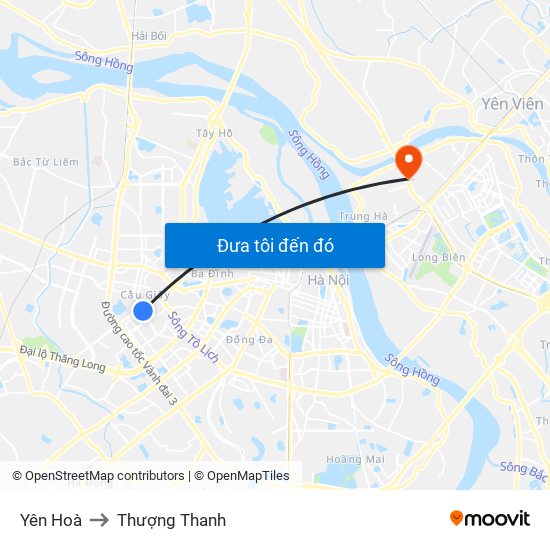Yên Hoà to Thượng Thanh map