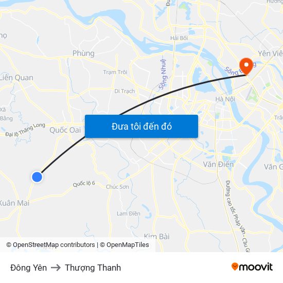 Đông Yên to Thượng Thanh map