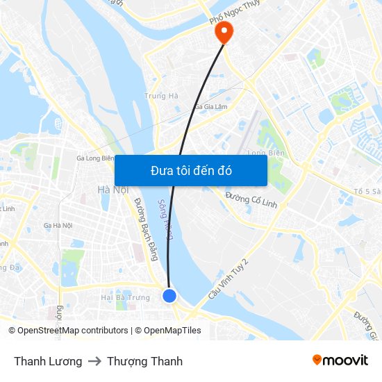 Thanh Lương to Thượng Thanh map