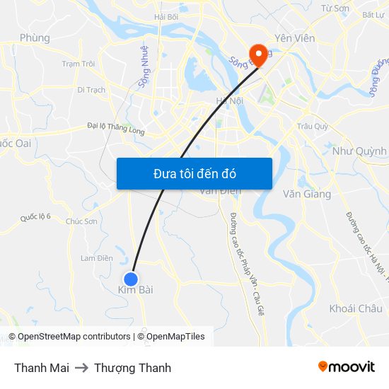 Thanh Mai to Thượng Thanh map