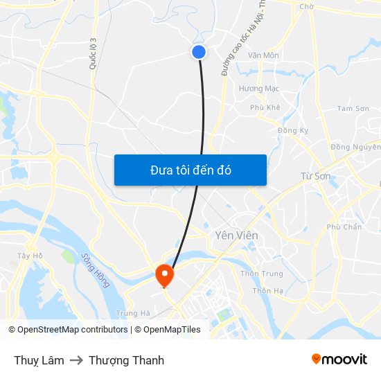 Thuỵ Lâm to Thượng Thanh map