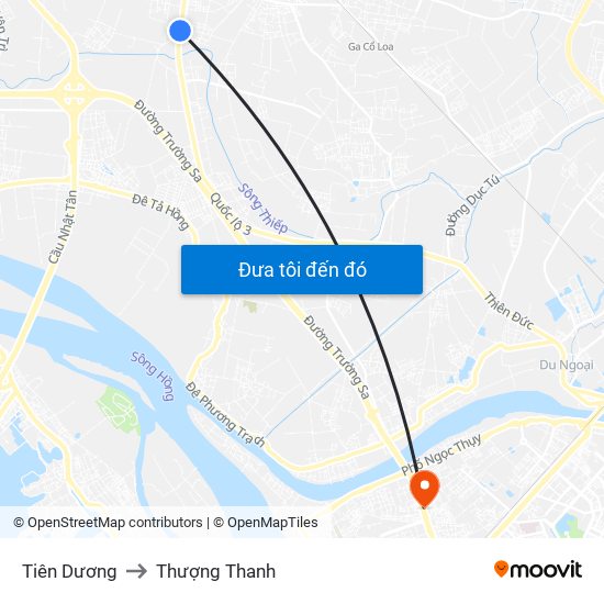 Tiên Dương to Thượng Thanh map