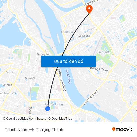 Thanh Nhàn to Thượng Thanh map